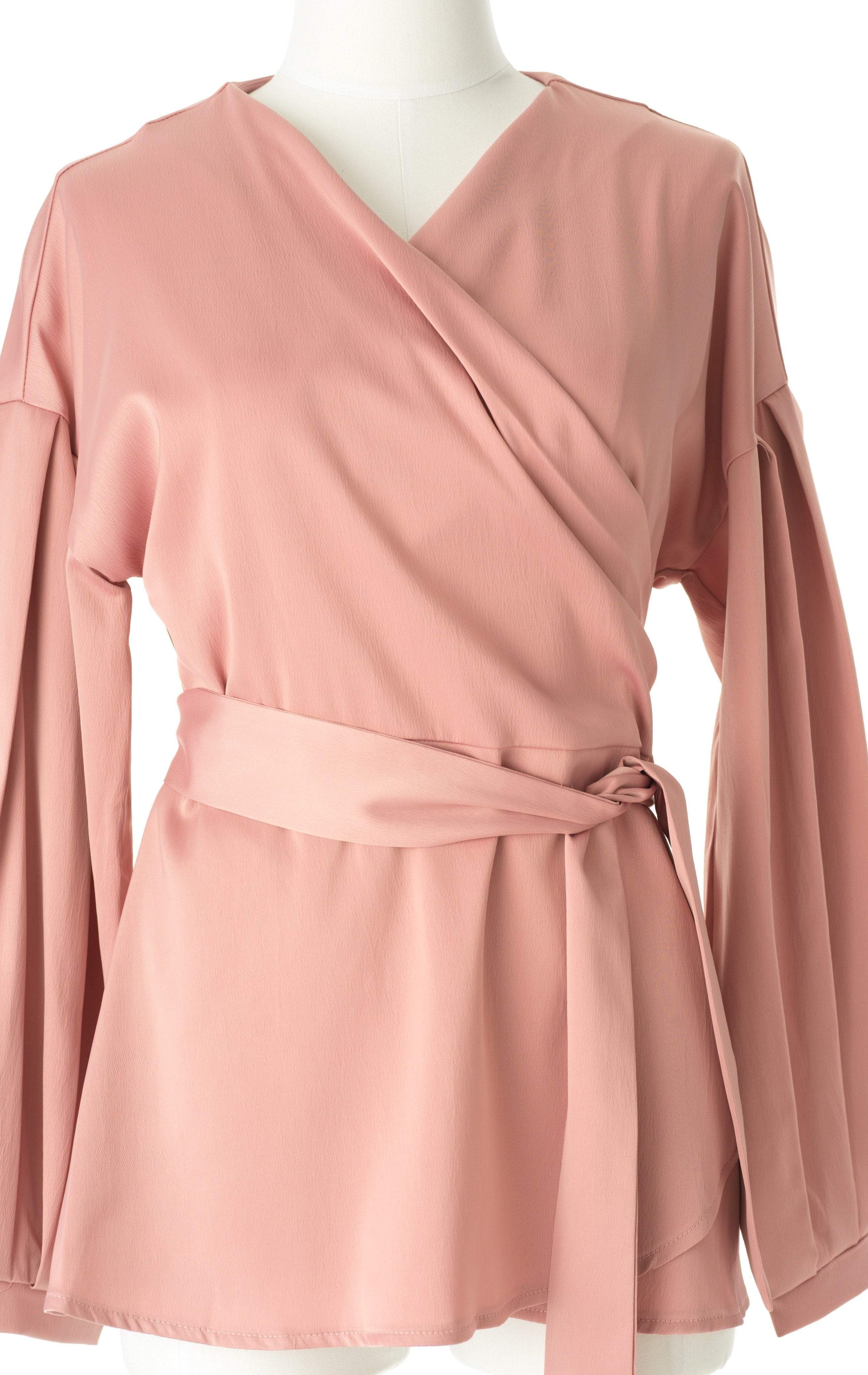 Long sleeve satin wrap top Kabayare