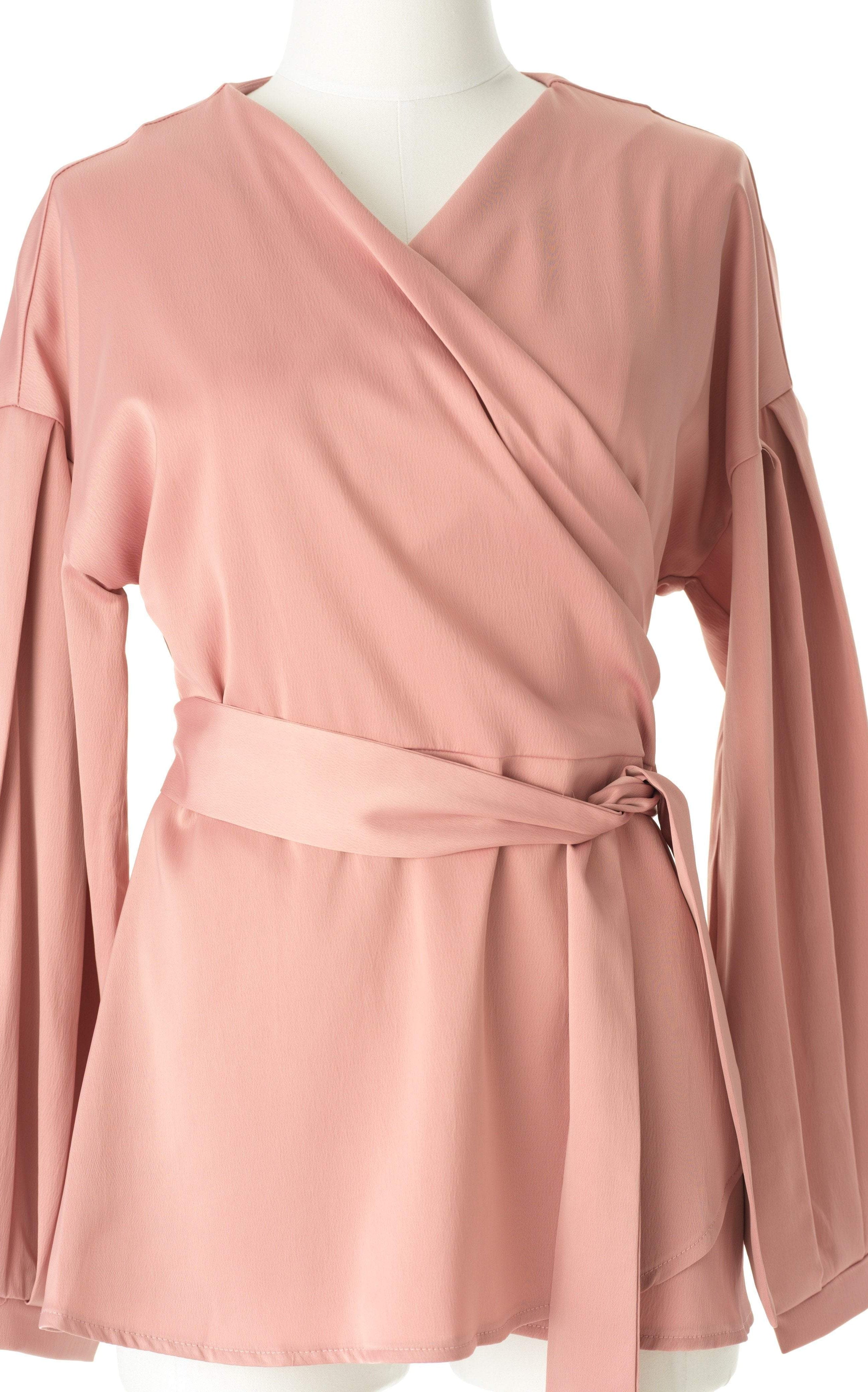 Long sleeve satin wrap top Kabayare