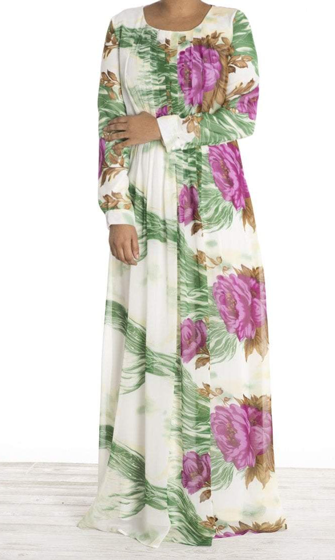 Magenta Floral chiffon dress Kabayare