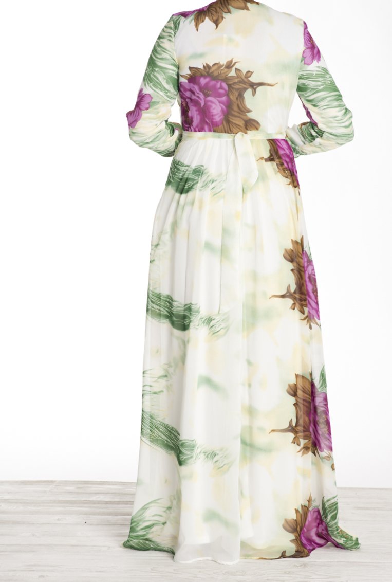 Magenta Floral chiffon dress Kabayare