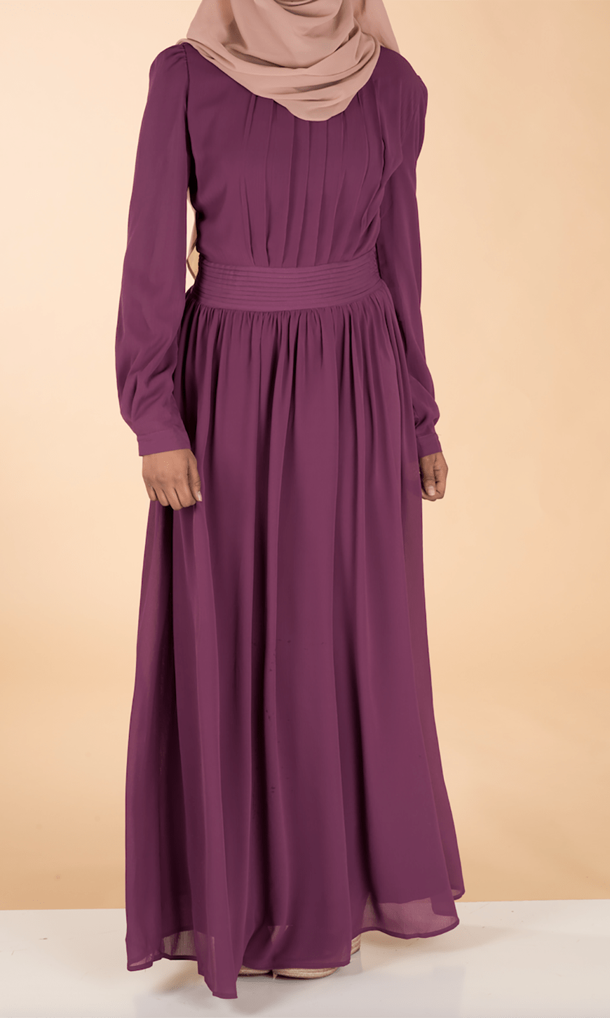 Magenta georgette chiffon dress Kabayare