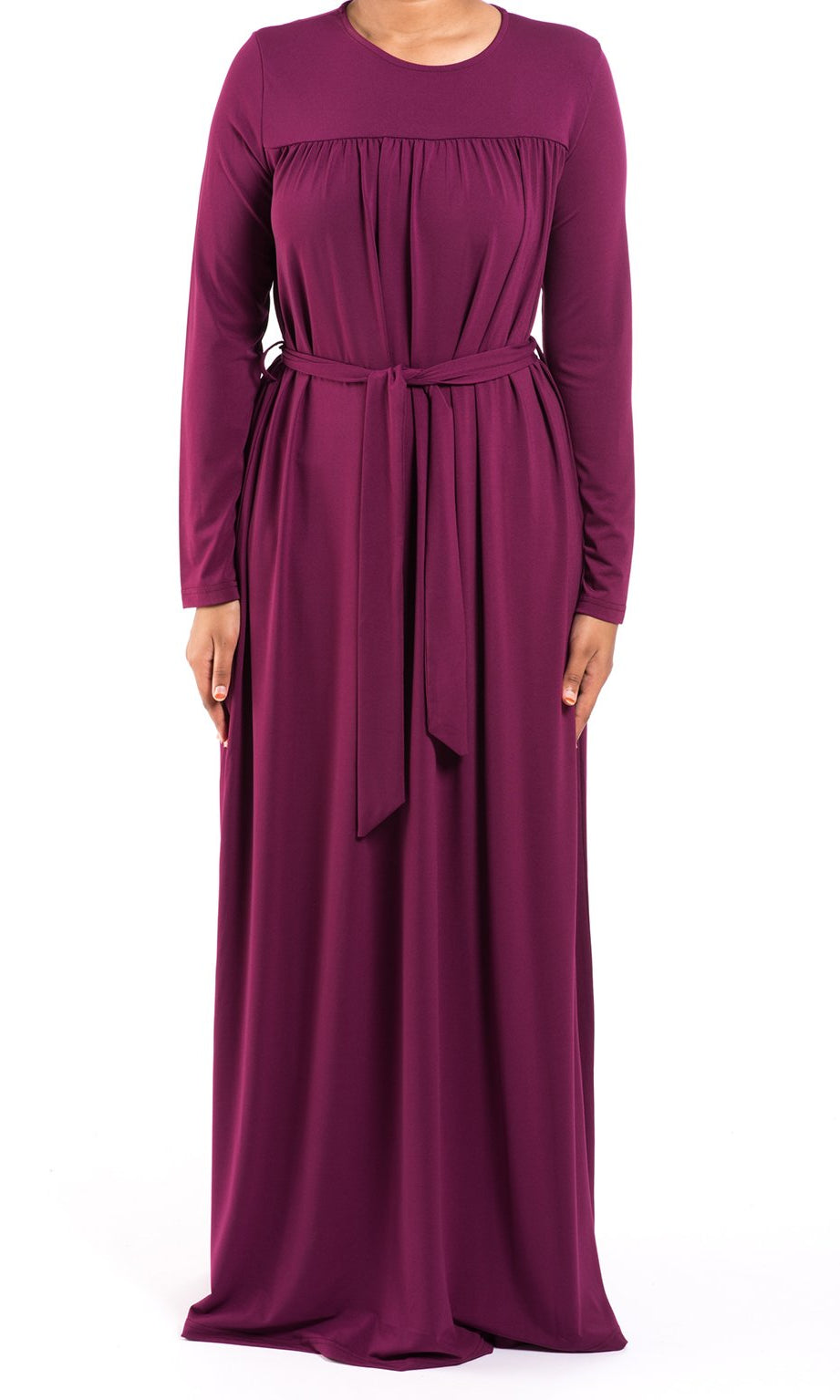 Magenta Modest Long Sleeve Dress Kabayare