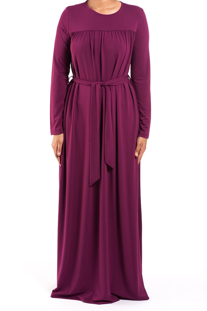 Magenta Modest Long Sleeve Dress Kabayare