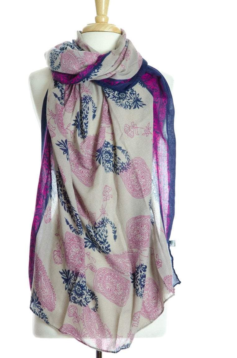 Magenta Paisley Print Scarf Kabayare