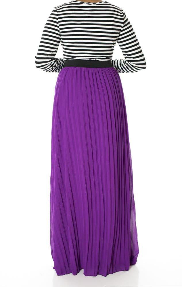 Magenta Striped Pleated maxi dress Kabayare