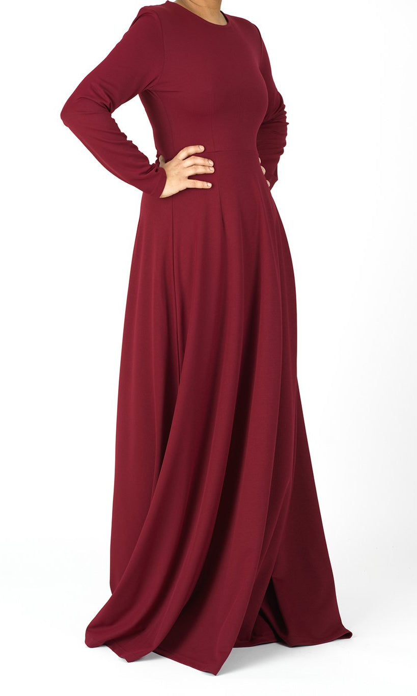 Maroon A-line Modest Maxi Dress Kabayare