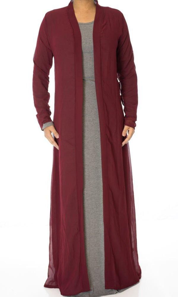 Maroon Basic Maxi Cardigan Kabayare