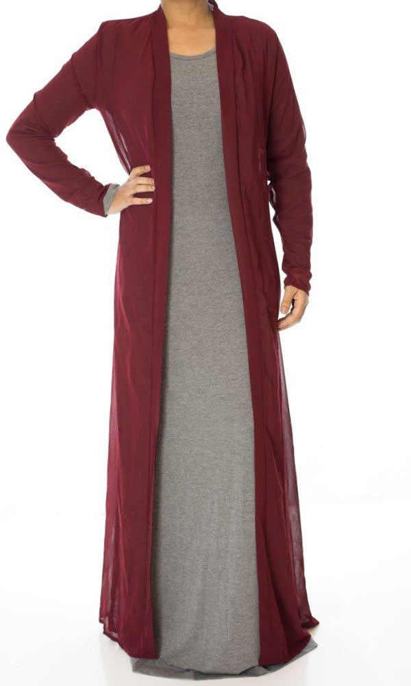 Maroon Basic Maxi Cardigan Kabayare