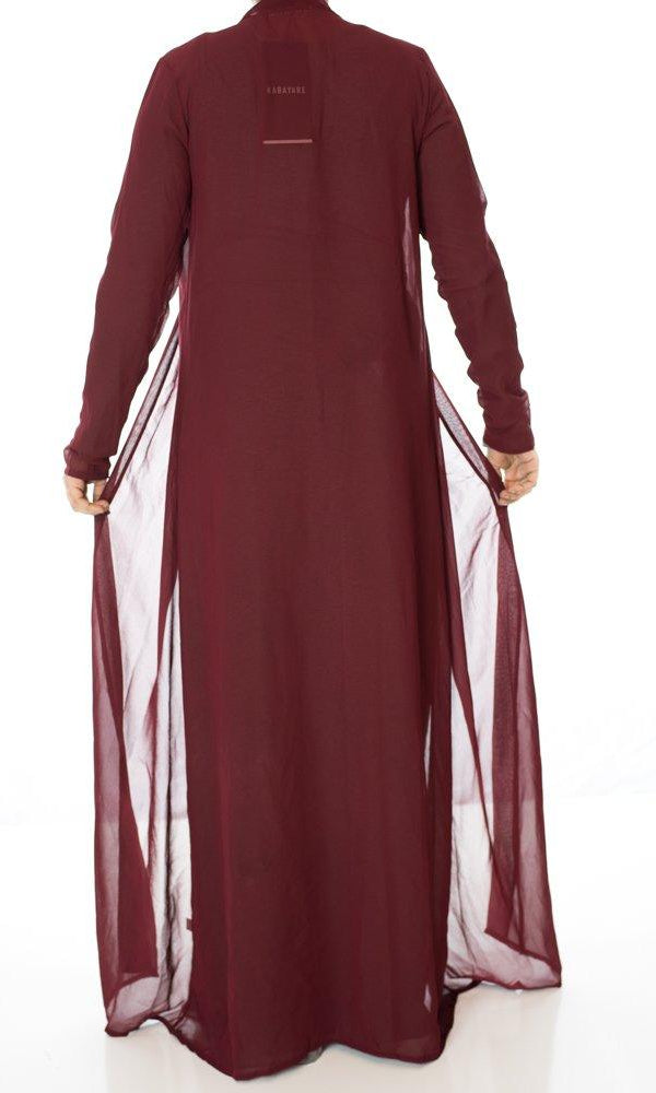 Maroon Basic Maxi Cardigan Kabayare