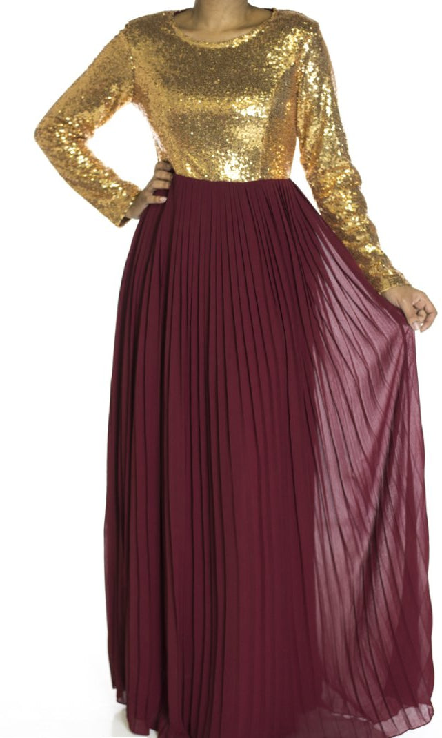 Maroon Dazzing Sequins dress Kabayare