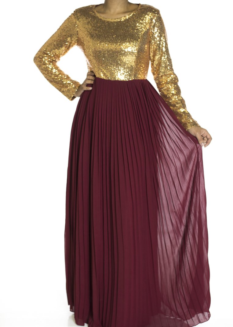 Maroon Dazzing Sequins dress Kabayare
