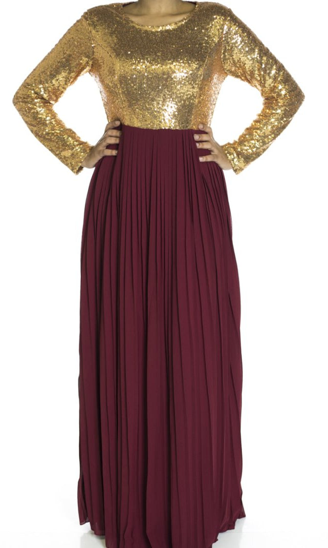 Maroon Dazzing Sequins dress Kabayare