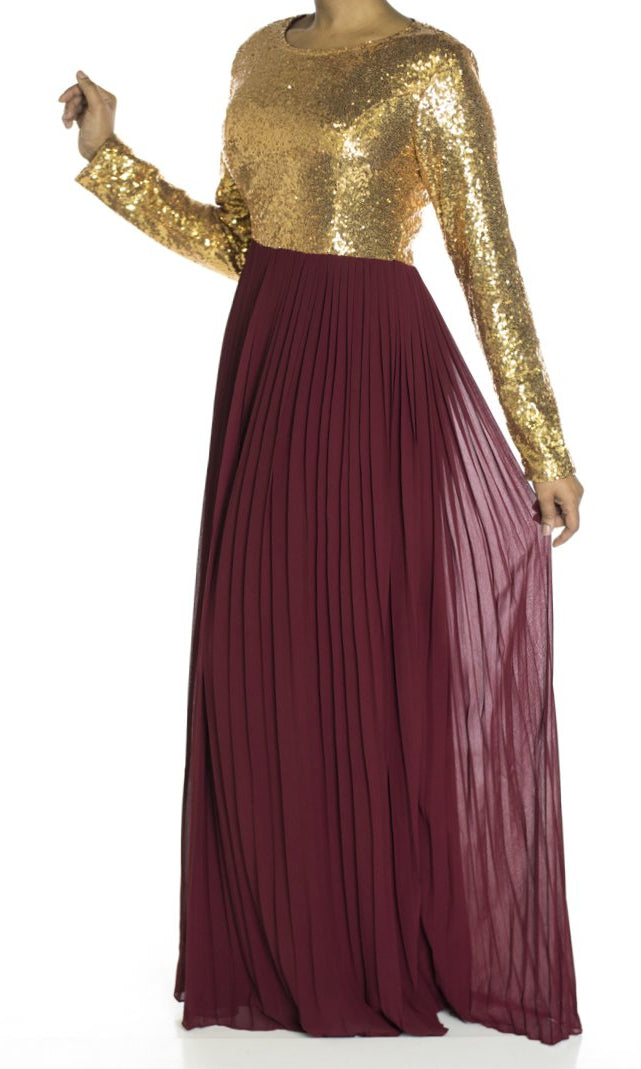 Maroon Dazzing Sequins dress Kabayare