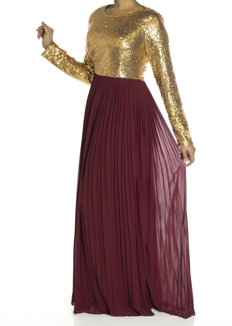 Maroon Dazzing Sequins dress Kabayare
