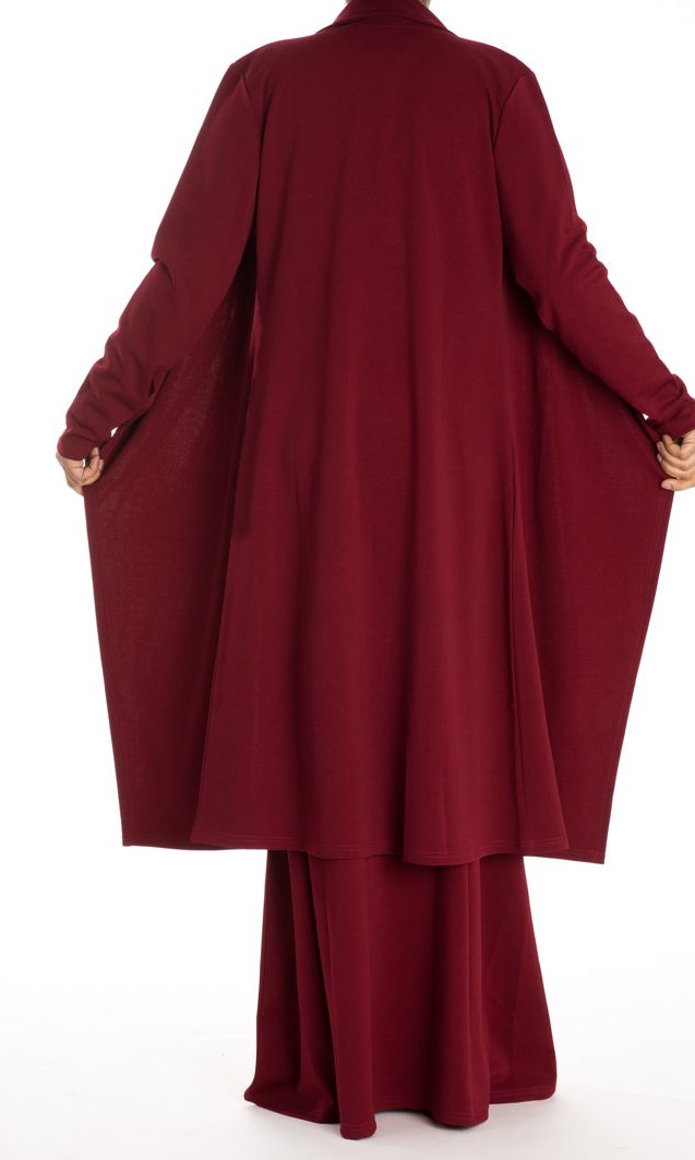 Maroon DRAPED DROP SHOULDER JACKET Kabayare