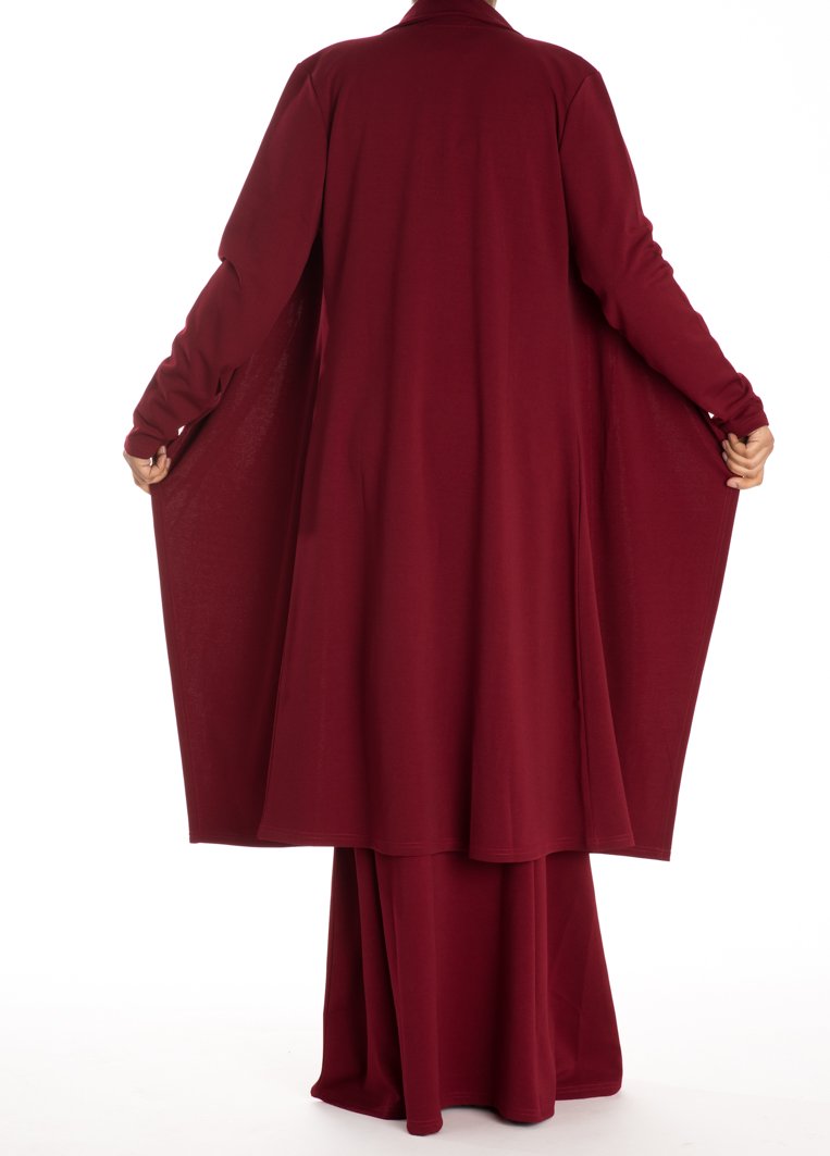 Maroon DRAPED DROP SHOULDER JACKET Kabayare
