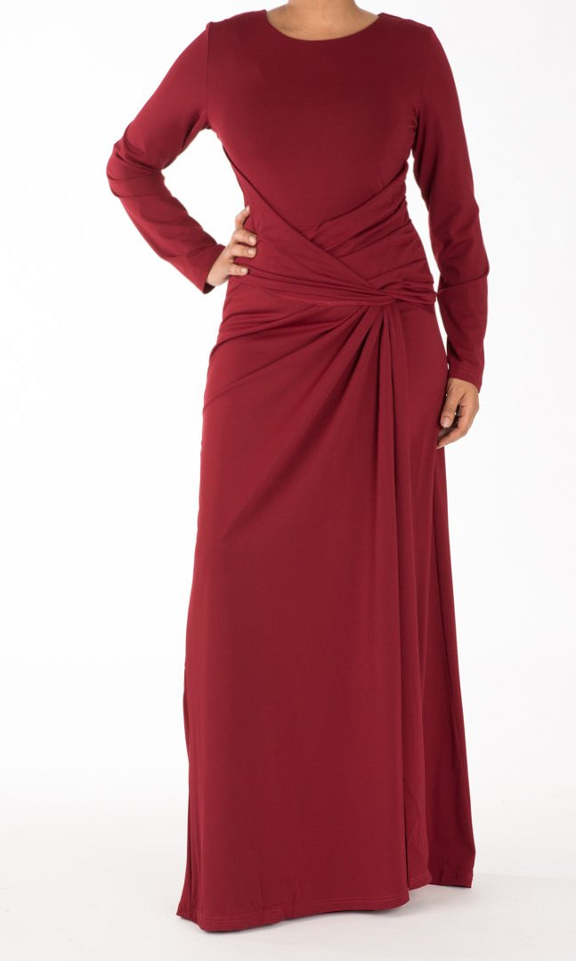 Maroon Drapes Maxi Dress Kabayare
