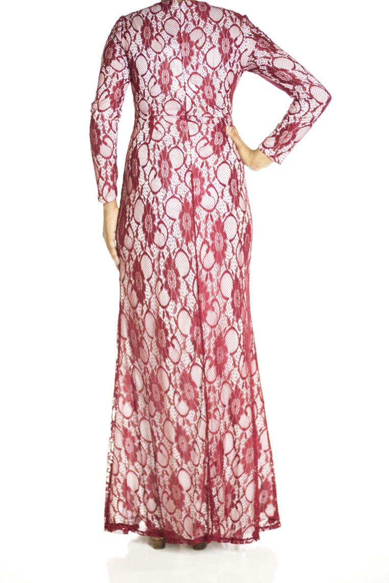 Maroon Elegance Lace Maxi dress Kabayare