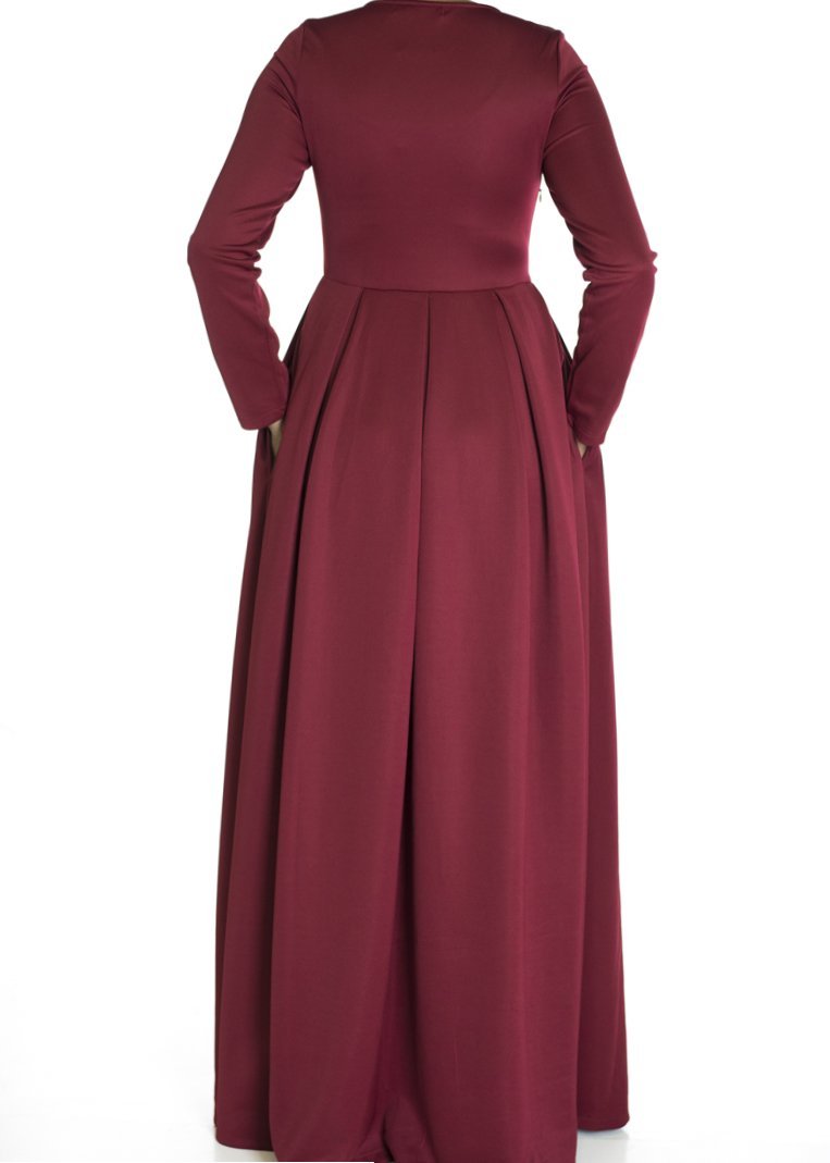 Maroon Flare Pleats dress Kabayare