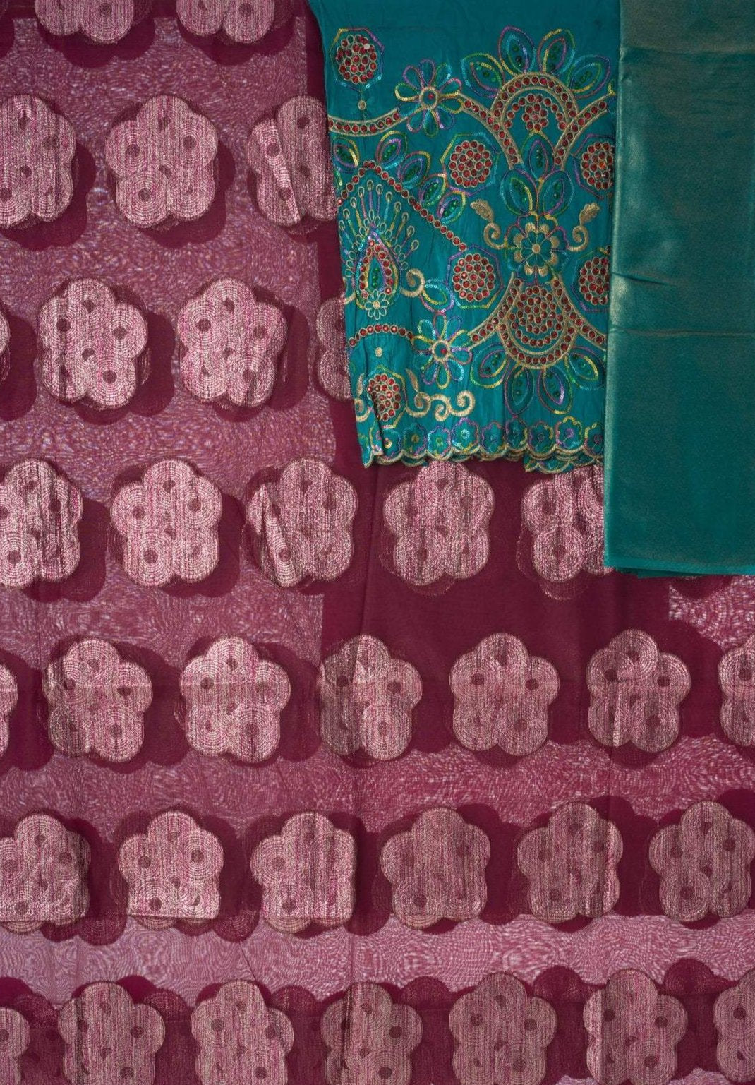 Maroon Floral buds fransawi inspired Dirac set Kabayare