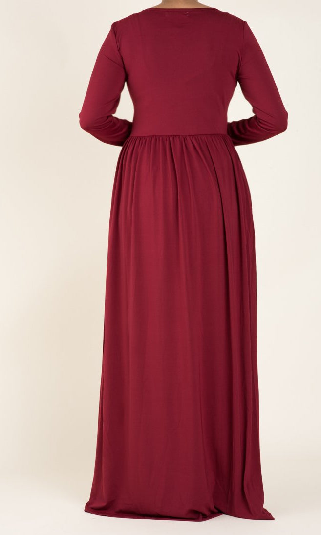 Maroon Floral Embroidery Dress Kabayare