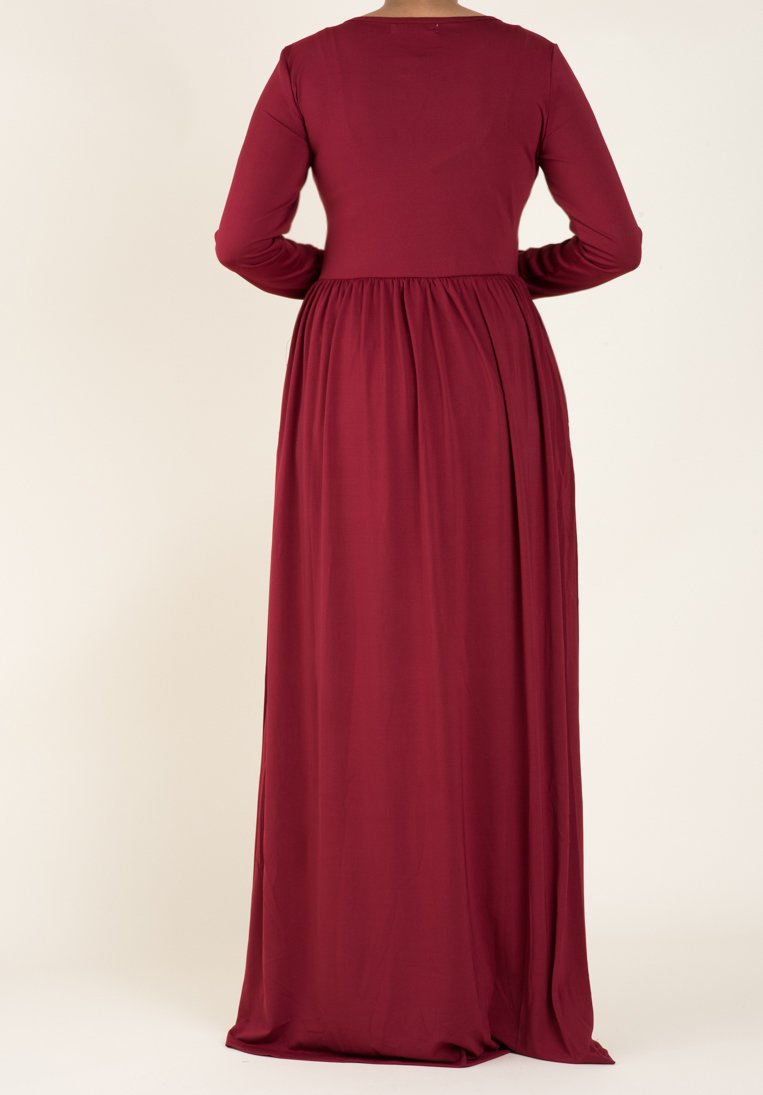 Maroon Floral Embroidery Dress Kabayare
