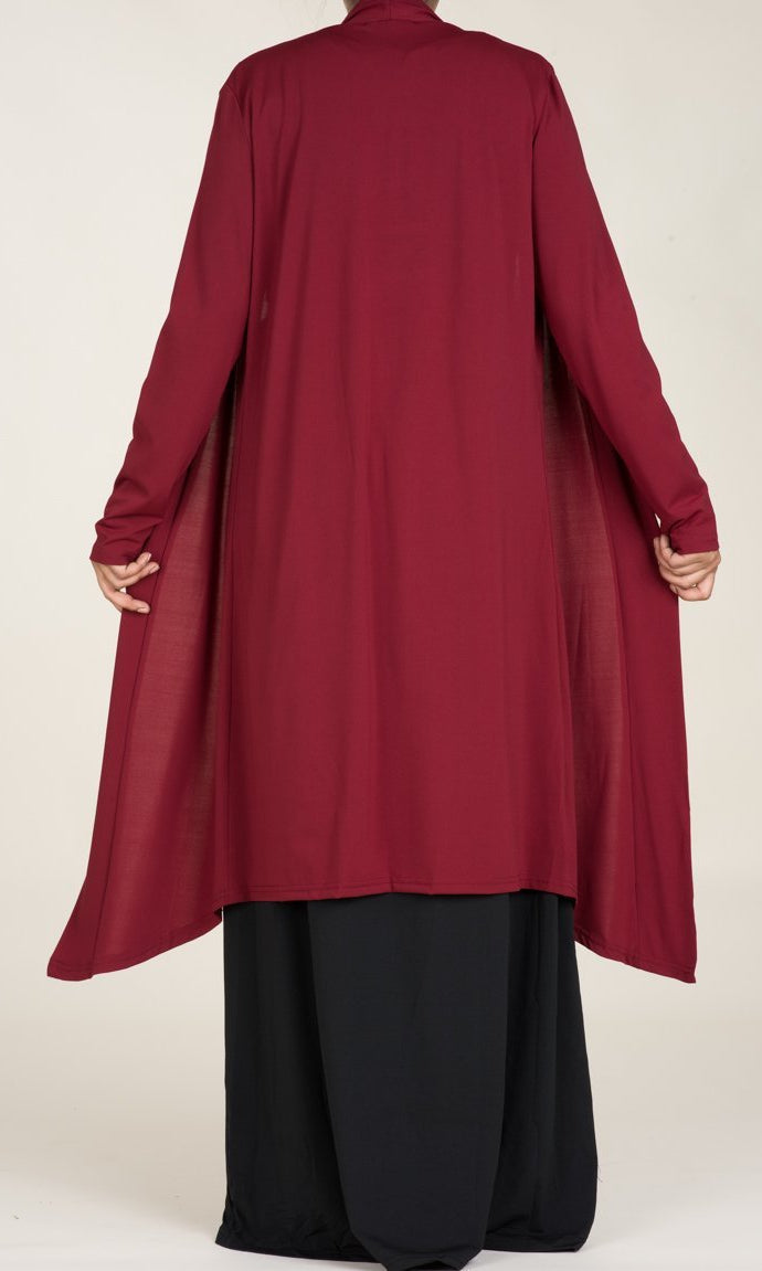 Maroon Maxi Cardigan 2 Kabayare
