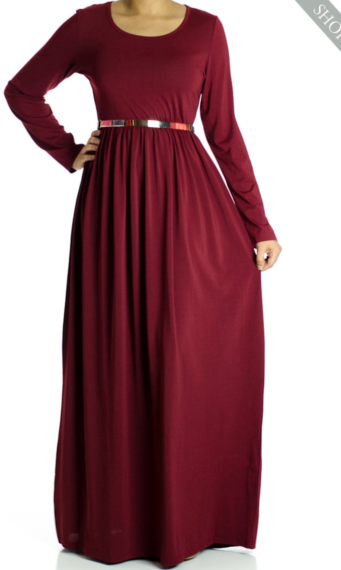 Maroon Milk Silk Maxi Dress (Short) Kabayare
