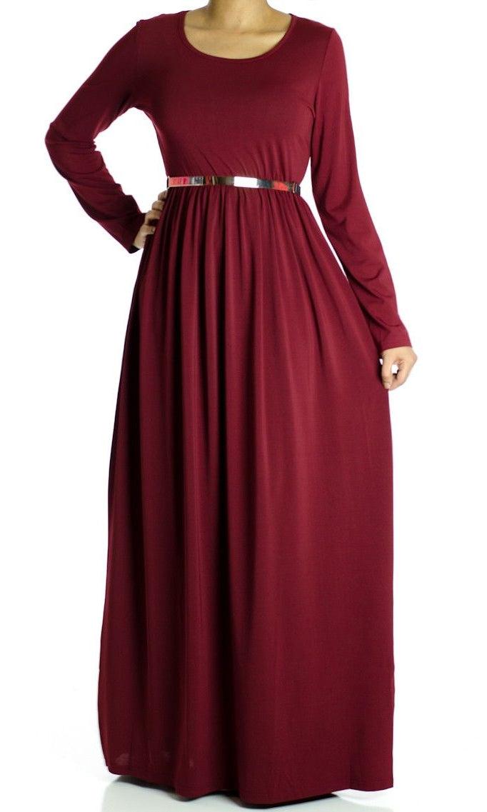Maroon Milk Silk Maxi Dress -soft Kabayare