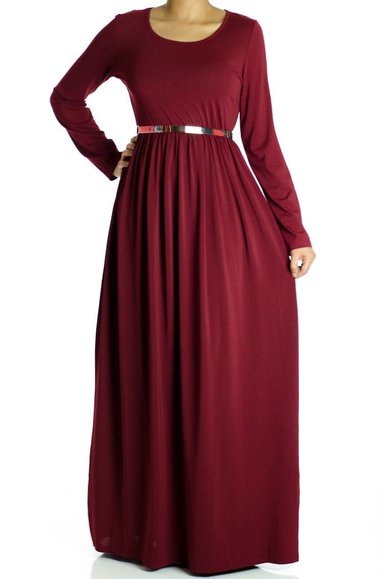 Maroon Milk Silk Maxi Dress -soft Kabayare