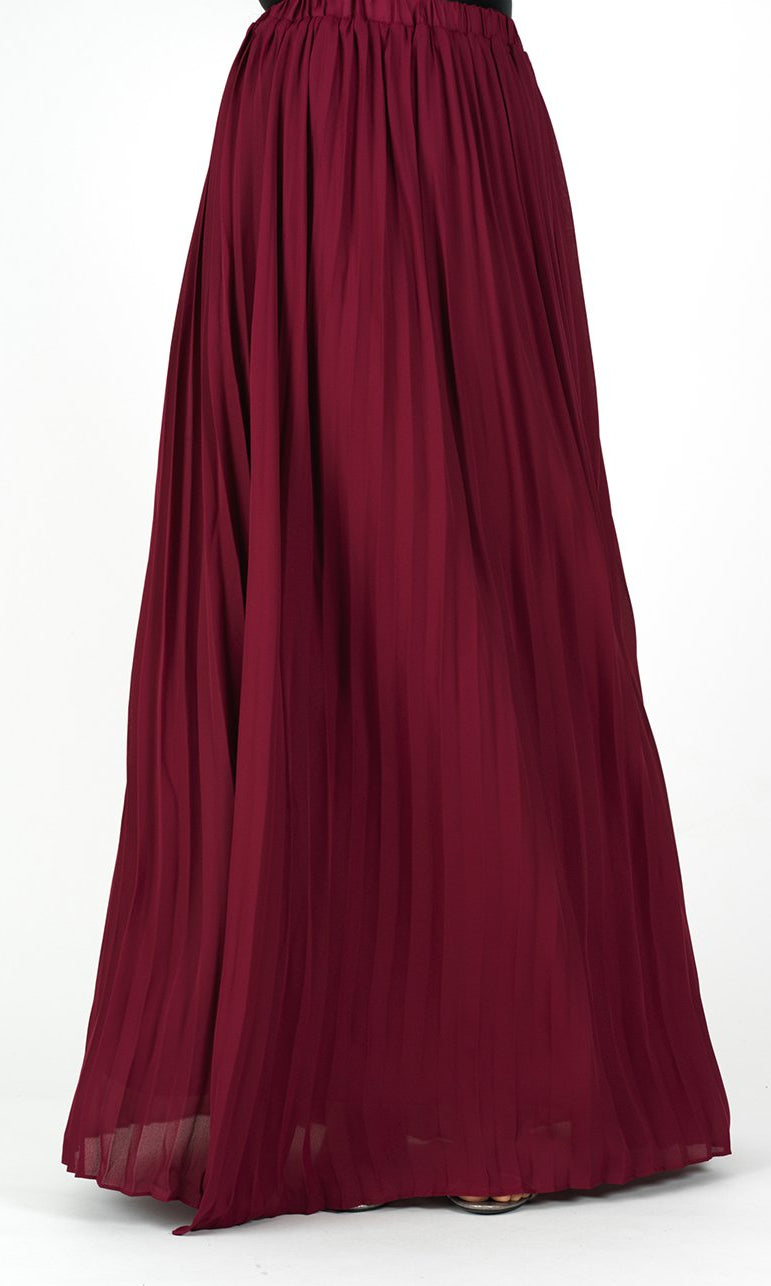 Maroon pleated Maxi Skirt Kabayare