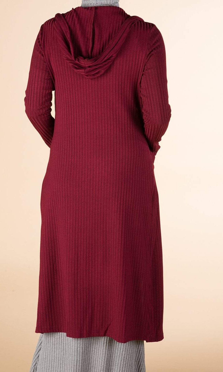 Maroon Ribbed Cardigan Kabayare