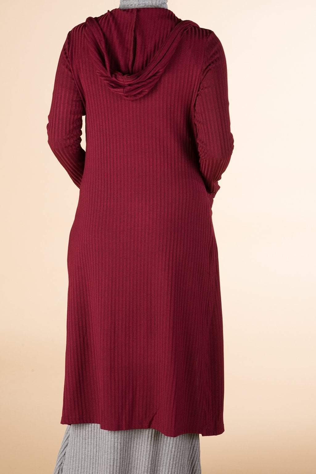 Maroon Ribbed Cardigan Kabayare