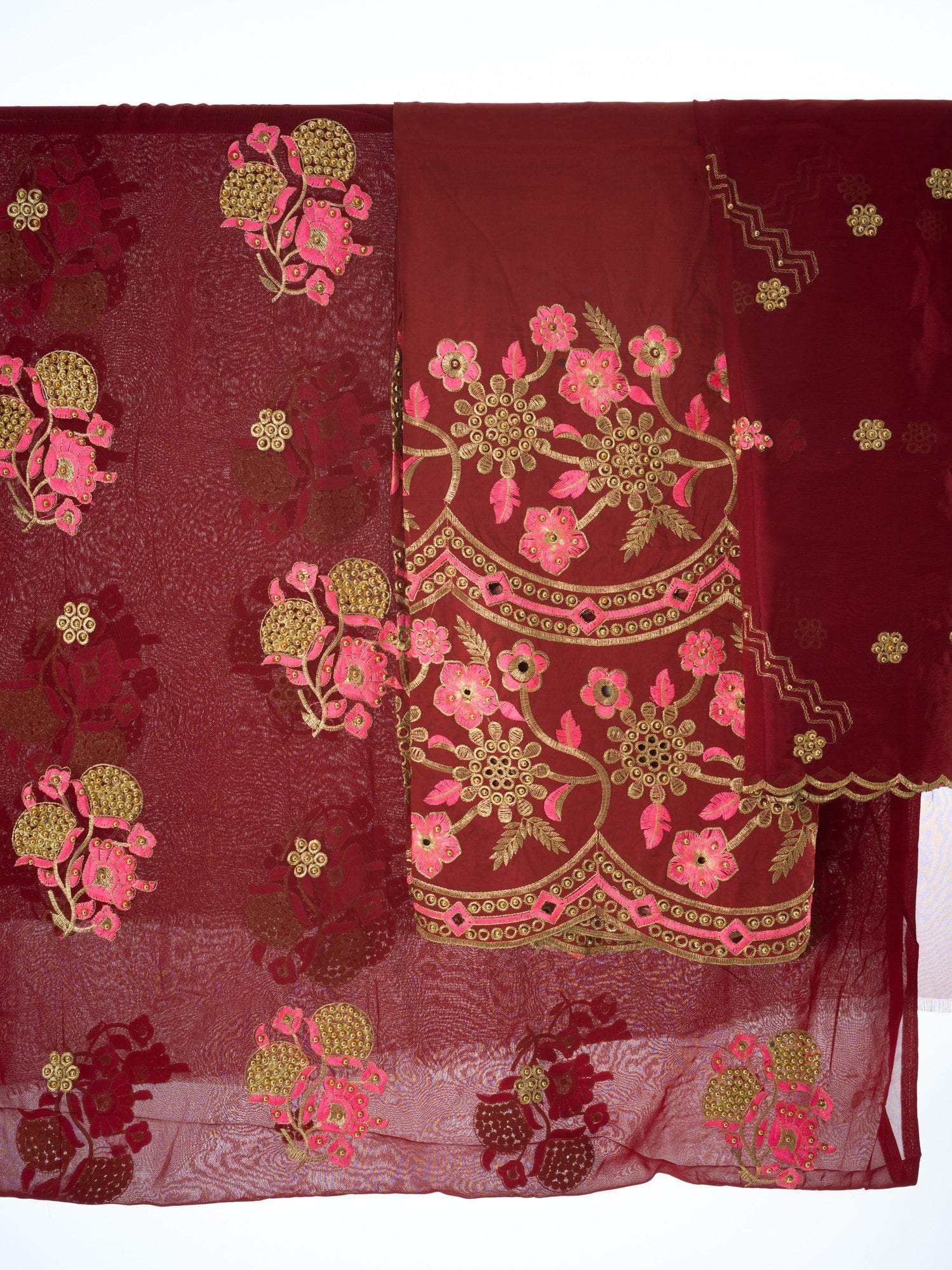 Maroon Saree style Dirac set Kabayare