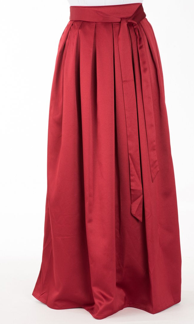 Maroon Sash Maxi Skirt Kabayare