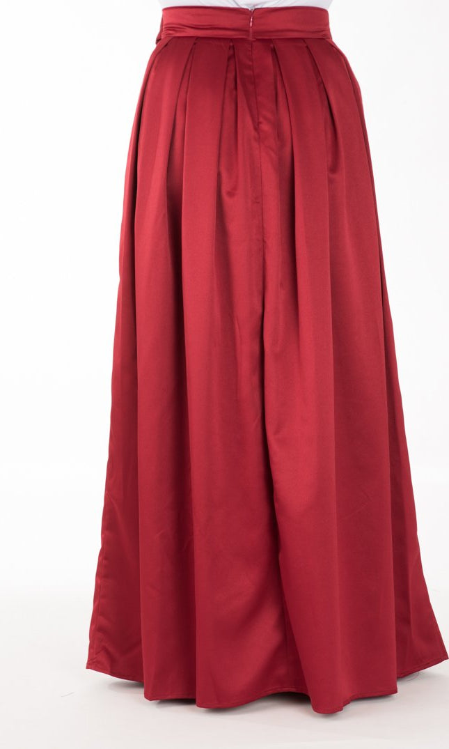 Maroon Sash Maxi Skirt Kabayare