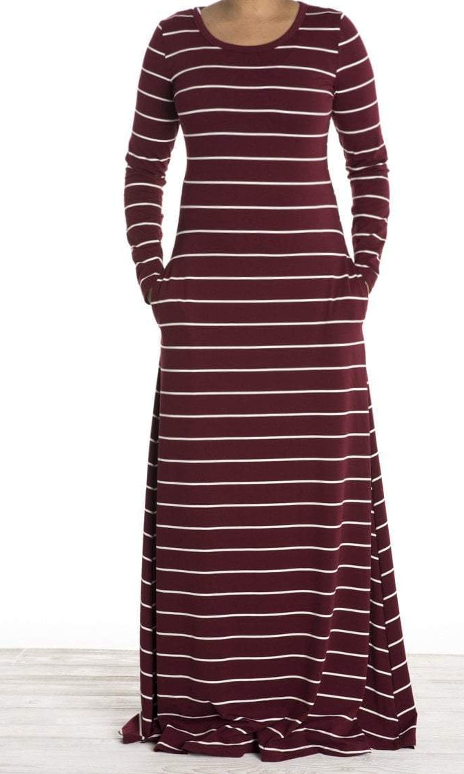 Maroon stripe Jersey dress Kabayare