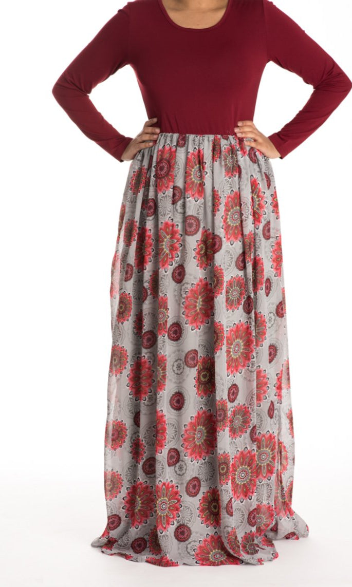 Maroon sweetheart Maxi Dress Kabayare