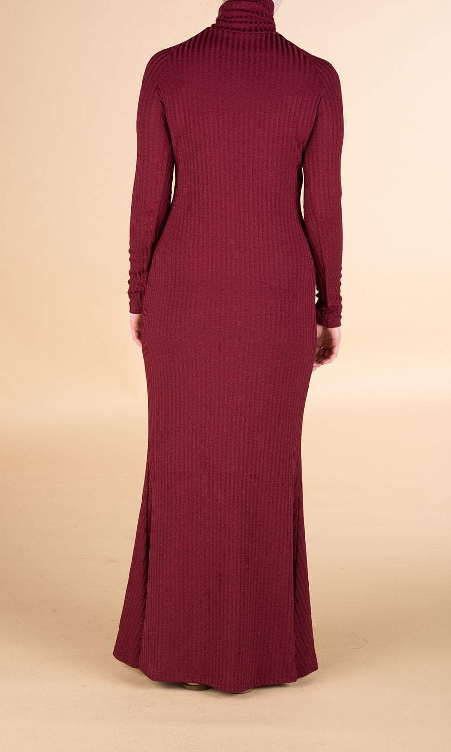 Maroon Turtle-neck long sleeve Maxi dress Kabayare