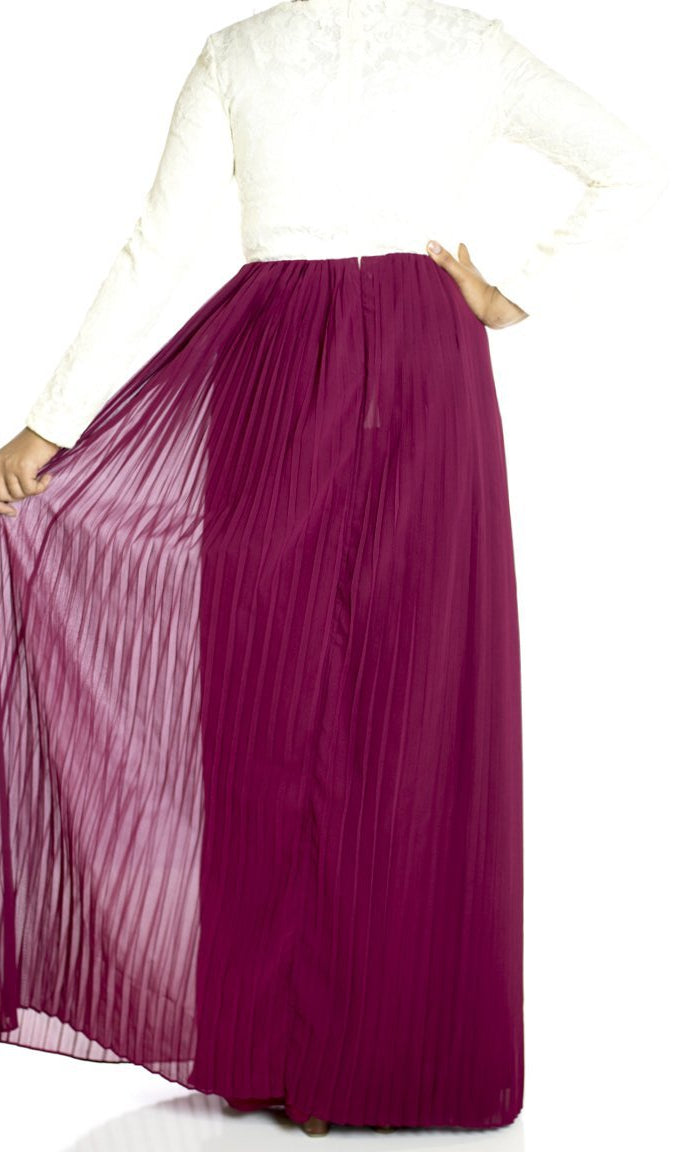 Maroon Vintage pleated dress Kabayare
