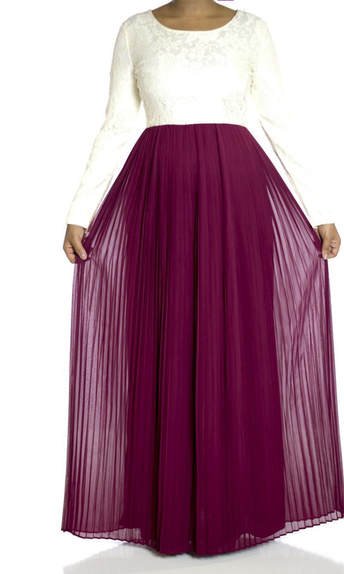 Maroon Vintage pleated dress Kabayare