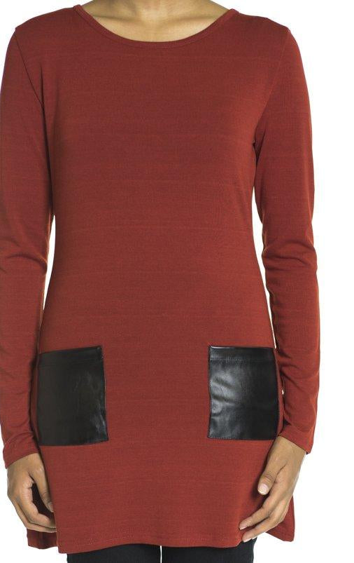 marsala Leather Pockets top Kabayare