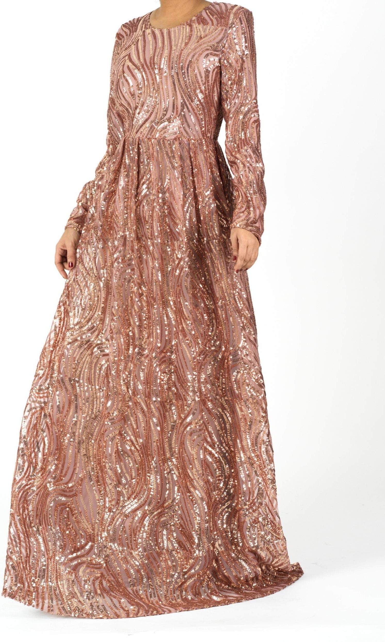 Mauve Chic sequin Modest Gown Kabayare