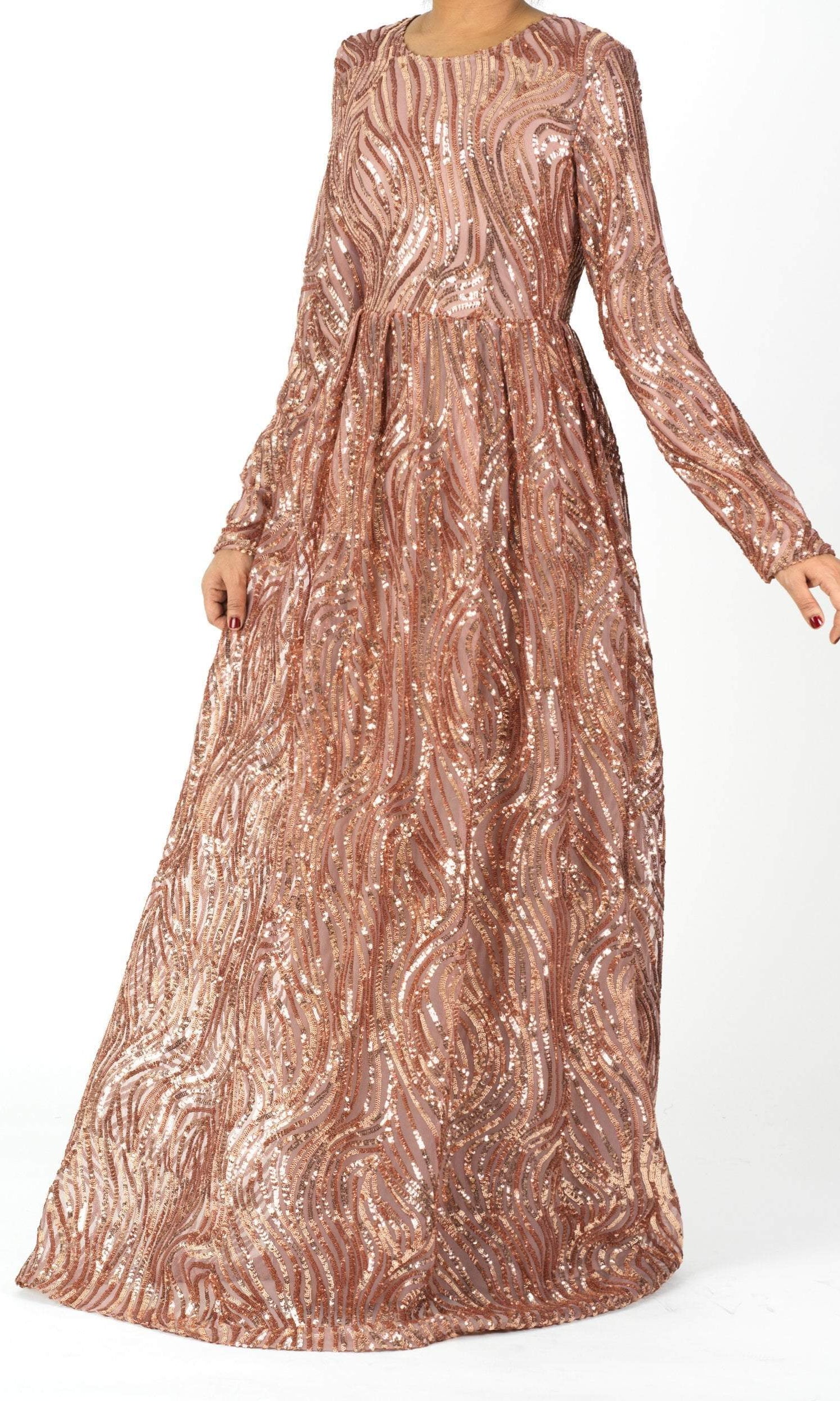 Mauve Chic sequin Modest Gown Kabayare