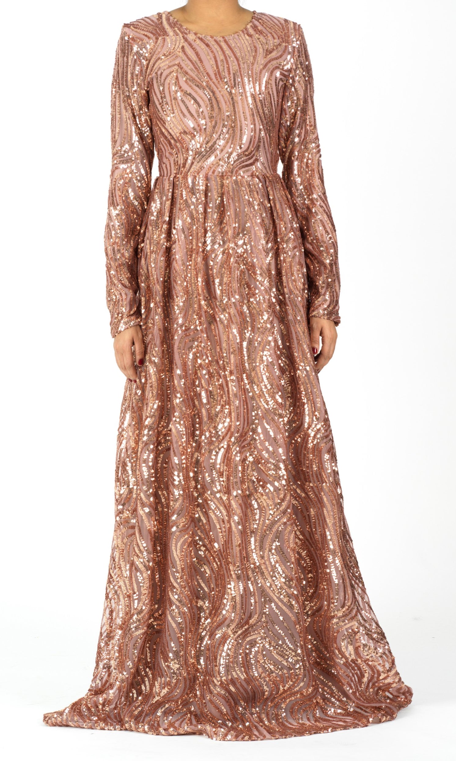 Mauve Chic sequin Modest Gown Kabayare
