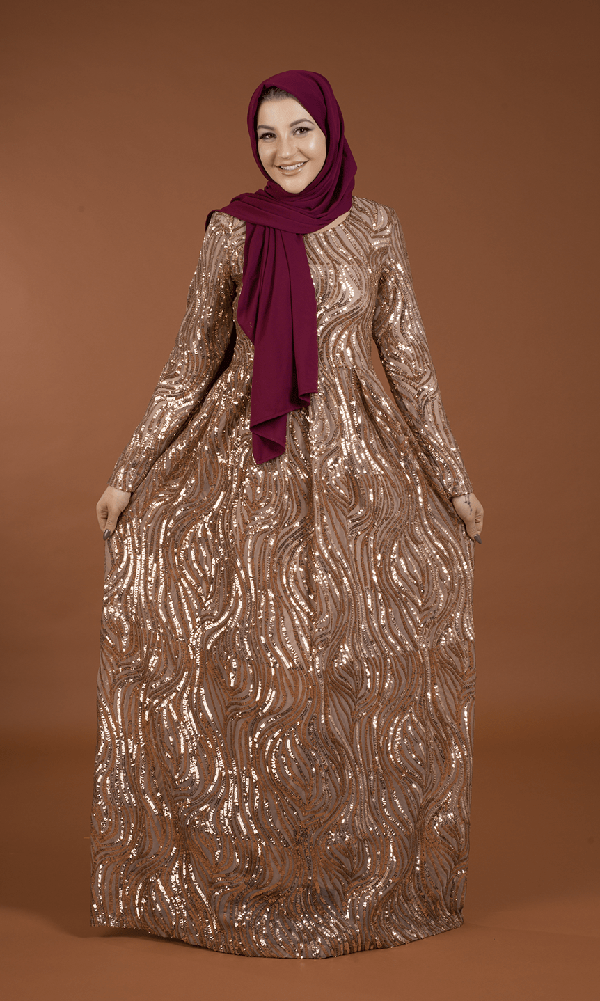 Mauve Chic sequin Modest Gown Kabayare