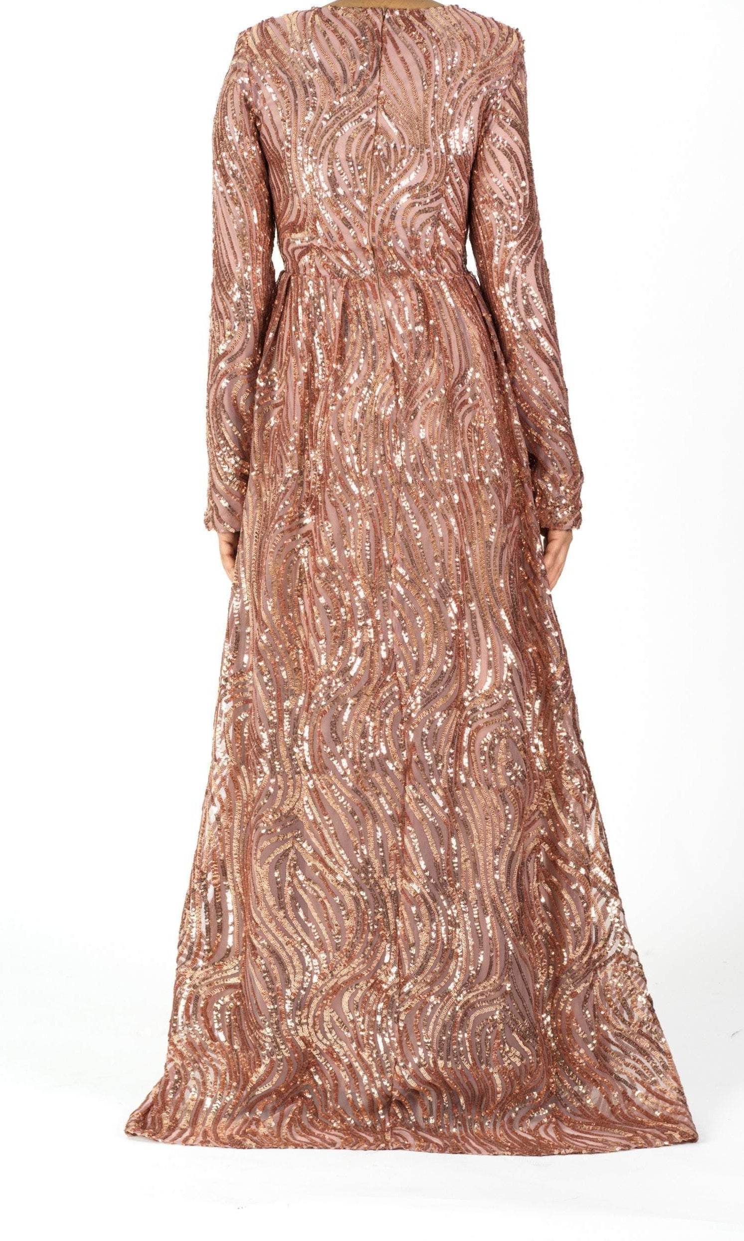 Mauve Chic sequin Modest Gown Kabayare
