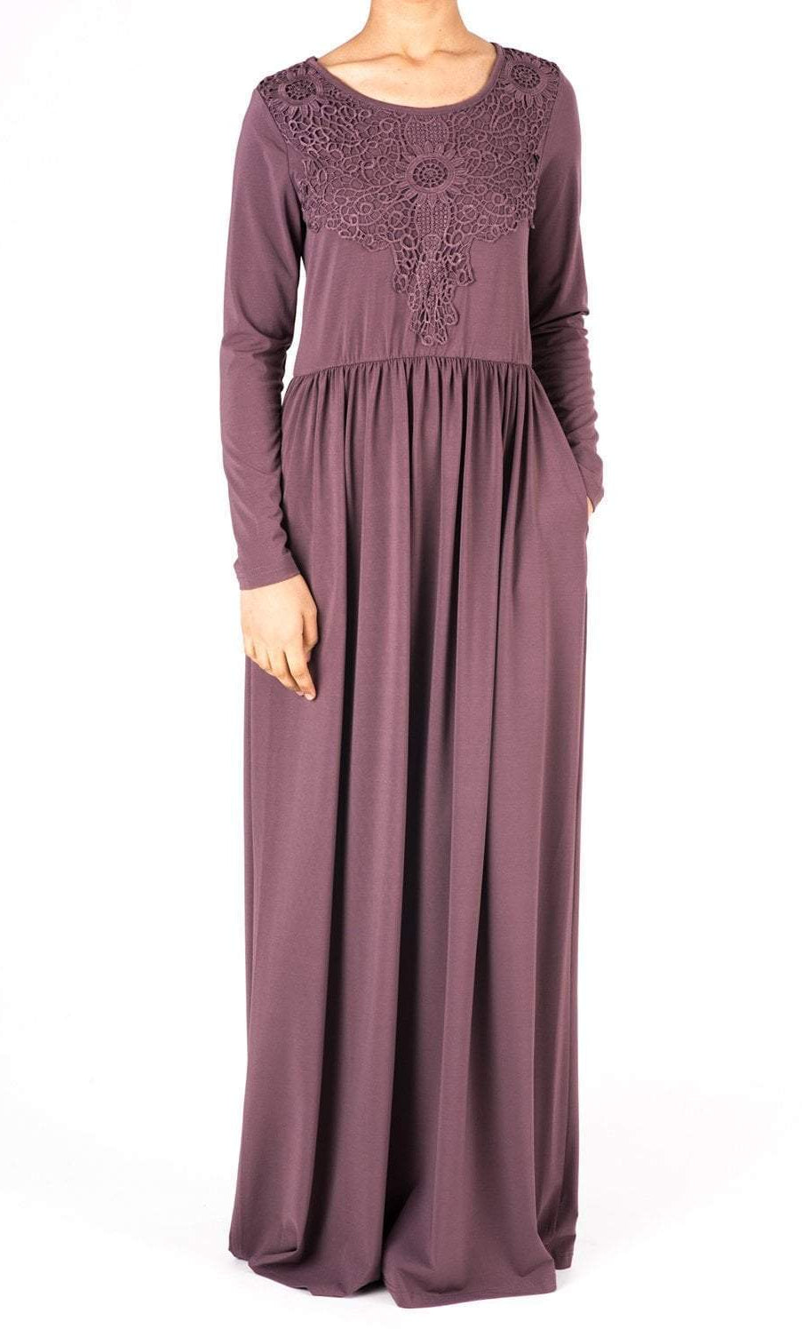 Mauve Floral Embroidery Dress Kabayare