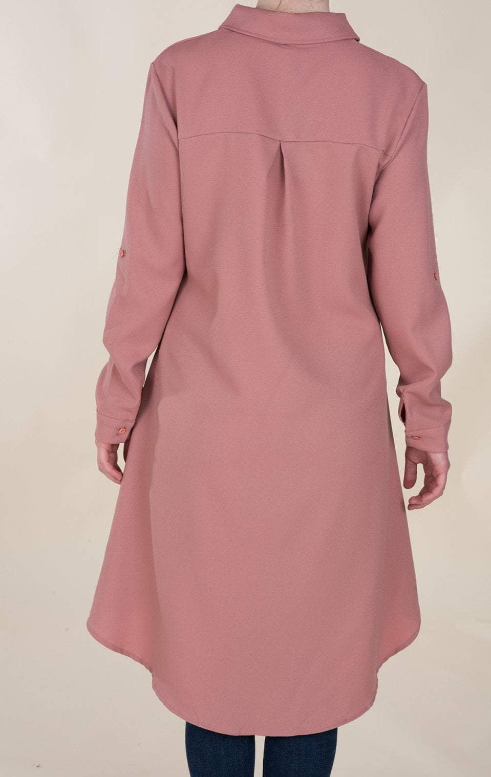 Mauve High Low Buttons Shirt Kabayare