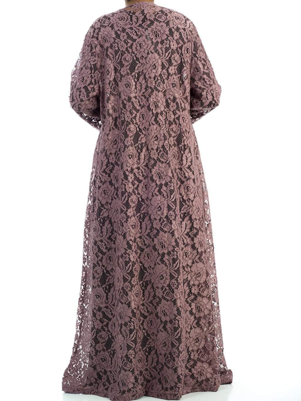 Mauve Lace Maxi Cardigan Kabayare